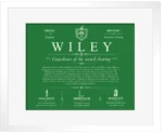 Wiley last name history and origin in Dark Green with White Matte Frame