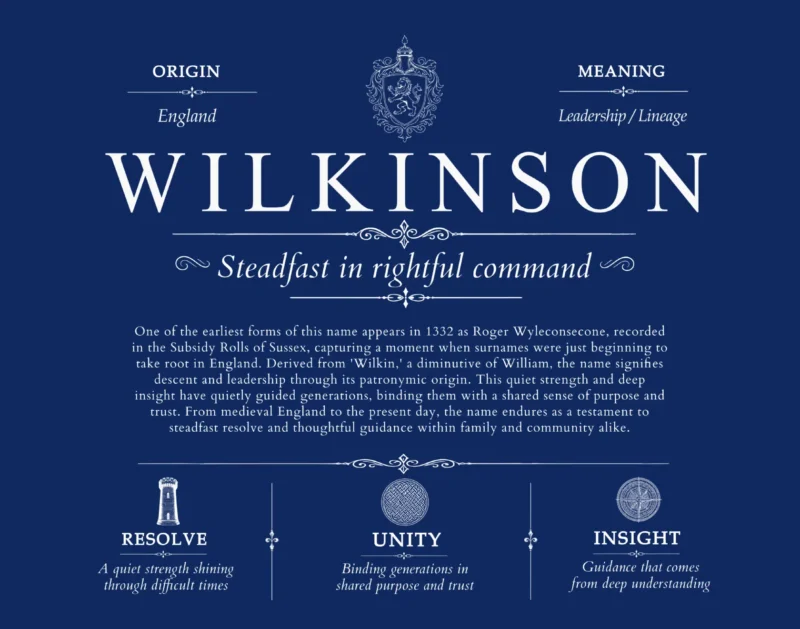 Wilkinson family name origin and history in Deep Blue