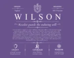 Wilson personalized surname meaning in Purple