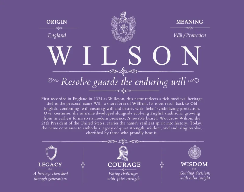 Wilson personalized surname meaning in Purple