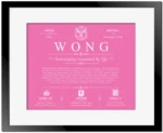 Wong surname heritage and history in Pink with Black Matte Frame