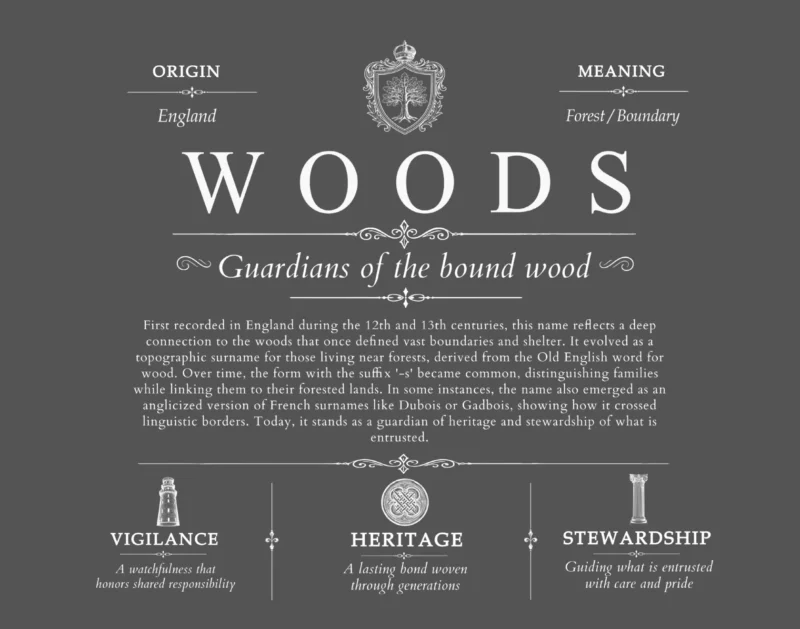 Woods last name history and origin in Gray