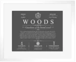 Woods last name history and origin in Gray with White Matte Frame