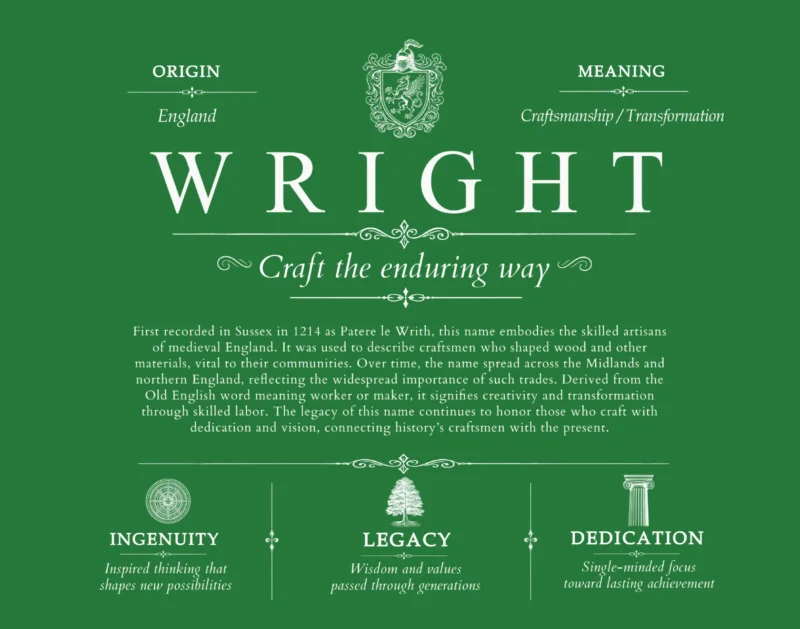 Wright family name meaning and origin in Dark Green