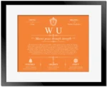 Wu surname meaning origin and heritage in Orange with Black Matte Frame