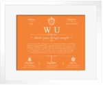 Wu surname meaning origin and heritage in Orange with White Matte Frame