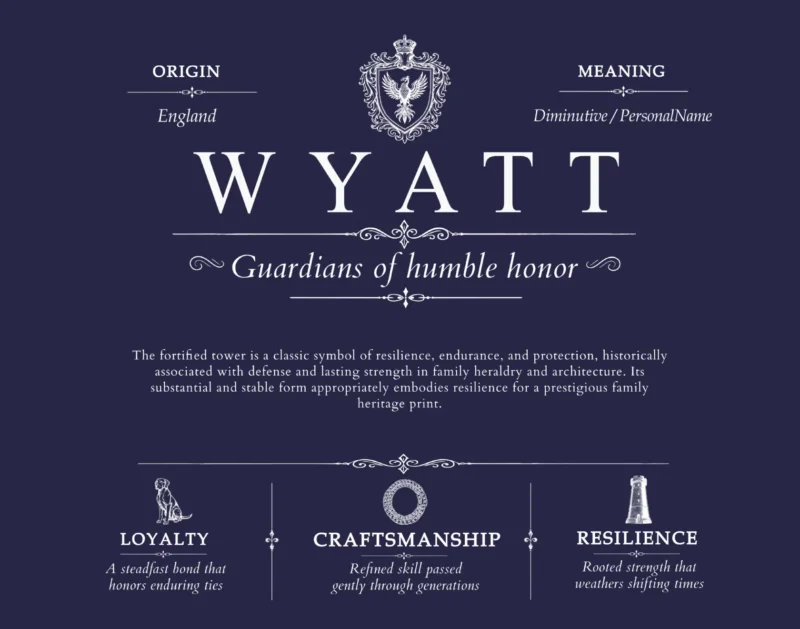Wyatt family name meaning and history in Navy Blue