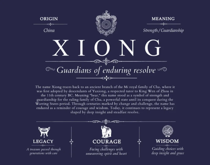 Xiong surname meaning and origin in Navy Blue