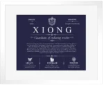 Xiong surname meaning and origin in Navy Blue with White Matte Frame