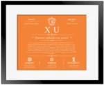 Xu personalized last name meaning in Orange with Black Matte Frame