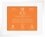 Xu personalized last name meaning in Orange with White Matte Frame