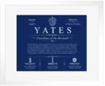 Yates family name meaning and origin in Deep Blue with White Matte Frame Yates family name meaning and origin in Deep Blue with White Matte Frame