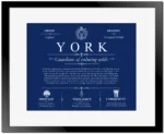 York last name history and origin in Deep Blue with Black Matte Frame