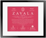Zavala family name history in Red with Black Matte Frame