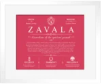 Zavala family name history in Red with White Matte Frame