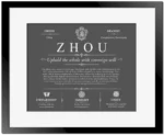 Zhou surname history and heritage in Gray with Black Matte Frame