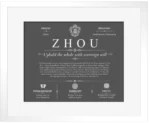 Zhou surname history and heritage in Gray with White Matte Frame